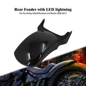 Rear Short Fender w/ Turn Signal LED Light For Harley FXSB FXSE FXCW 2008-2017 - Picture 1 of 21