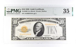 1928 $10 Gold Certificate Fr#2400 35 Choice VF PMG *0954 - Picture 1 of 3