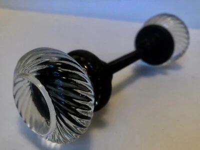 VINTAGE~Architectural Hardware DOOR KNOB 1 SET~CLEAR GLASS ROUND SWIRL SAGER - Image 1 of 4