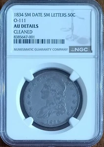 1834 (sm Datum) Capped Bust Half Dollar, O-111, NGC AU Details - Bild 1 von 4