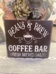FARMHOUSE,HOME DECOR,HANDPAINTED,RUSTIC- COFFEE BAR -WOOD SIGN - Picture 1 of 1