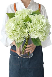 3Pcs Light Green Faux Hydrangea Flowers,21” Latex Real Touch Large Silk Royal Hy - Picture 1 of 9