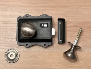 Olde Victorian Style Rim Lock Satin Nickel Cottage Door Knob Set Country Vintage - Picture 1 of 4