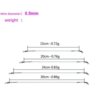 Líder de línea de pesca de alambre de acero de 100 piezas con giro a presión 15-30 cm Foto 1 de 4