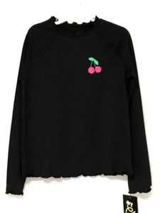 Art Class Girls Size S (6/7) Cherry Disco Print Black Long Sleeve Rash Guard Top - Picture 1 of 9