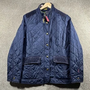 Joules Quilted Jacket Women's Navy Blue Lined Pockets Mock Neck Snap Full Zip - Picture 1 of 12
