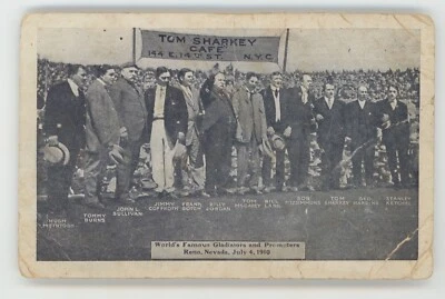 Tarjeta postal 1910 Jack Johnson vs James J. Jeffries Tom Sharkey Café Foto 1 de 2