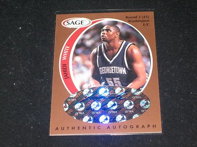 JAHIDI WHITE ROOKIE 1998 SAGE SIGNED AUTOGRAPHED CERTIFIED AUTHENTIC CARD /300 - Image 1 of 2