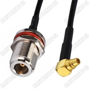 N Female Bulkhead O-ring to MMCX Male Right Angle Jumper Pigtail Cable RG174 6" - Picture 1 of 4