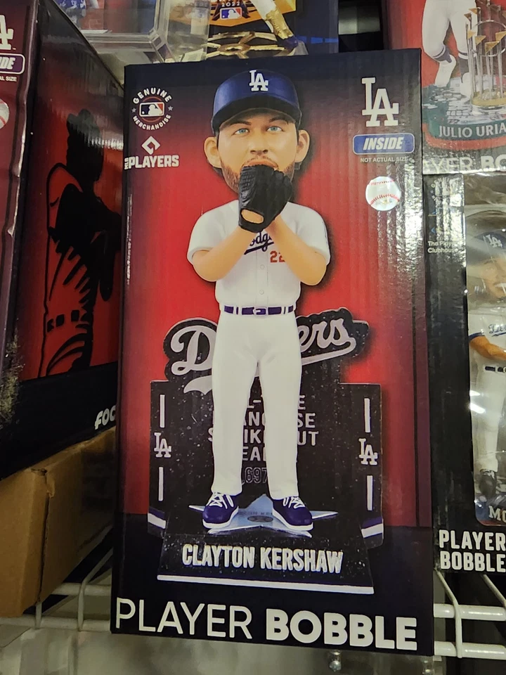 Bobblehead Clayton Kershaw LA Dodgers Milestone franquicia de todos los tiempos ponches  Foto 1 de 1