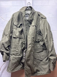 Vintage Jacket Mens Medium Long M65 Field Coat Cold Weather 70s - Picture 1 of 5