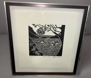 Edición Limitada Linocut ORCAS II Firmado #16/20 por Shawna Marie Franklin con Certificado de Autenticidad - Imagen 1 de 9