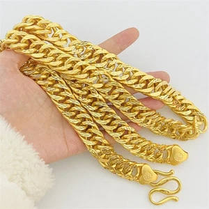  75CM MEN necklace gold-platedcar flower fashion necklace 18mm - Picture 1 of 5