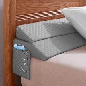 Queen Size Bed Wedge Pillow - Bed Gap Filler Mattress Wedge Headboard Pillow ... - Picture 1 of 7