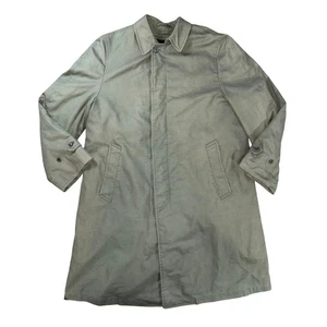 Vtg MCM London Fog Maincoats Lined Alpaca Mohair Trench Green Houndstooth 38 Reg - Picture 1 of 7