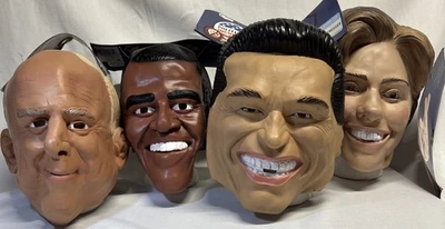 VTG Political Halloween Pull On Face Mask NOS Clinton Obama McCain Schwarzenegge - Image 1 of 4