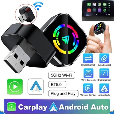 Wireless Carplay Android Auto Adapter USB Car Dongle Connect Box 2 in 1 Mini Box - Image 1 of 4