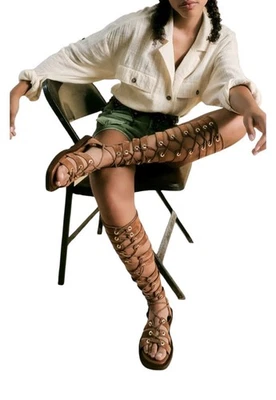 Sandalias de Gladiador Free People Tall Sun Chaser Marrón Planas para Mujer EE. UU. 8,5 UE 39 NUEVAS Foto 1 de 4