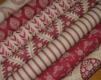 PANDORAS UPHOLSTERY Linen Blend Curtain Fabric Provence Collection Ruby Cushion Upholstery Blinds