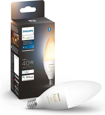 Philips Hue 40W Candle-Shaped LED Bulb - White Ambiance- 1 Pack - 450LM - E12 - - Image 1 of 4