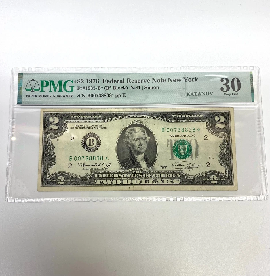 Fr 1935-B* (B* Block) $2 1976 FRN New York PMG 30 - Image 1 of 2