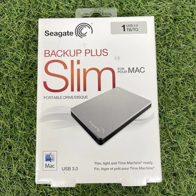 Seagate Backup Plus Slim 1TB External Hard Drive For Mac USB 3.0 Silver  - Image 1 of 4