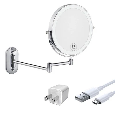 Espejo de Maquillaje Recargable Montado en Pared con 3 Colores Modo Luces LED 7x Magn... Foto 1 de 4