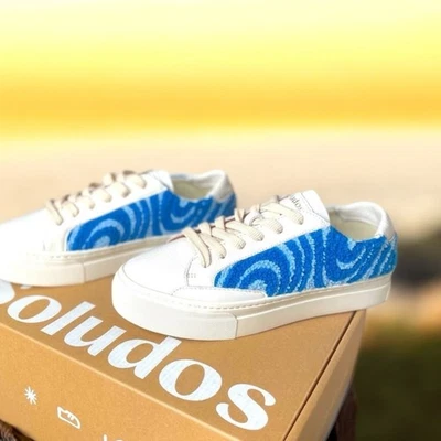SOLUDOS Ibiza Platform Sneaker 7 Marine Blue Psychedelic Spiral $150 Retail NEW - Image 1 of 4