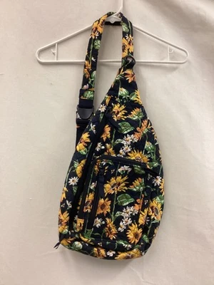 Vera Bradley Crossbody Sling Backpack Womens Navy Sunflower Daisy Floral Quilted - Image 1 of 4