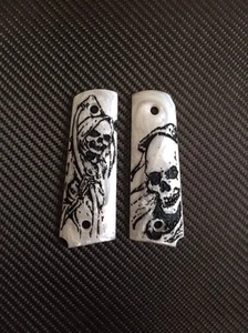 COOL DEVIL ON WHITE PEARL RESIN GRIP FOR COLT 1911 KIMBER CLONES SPRINGFIELD - Picture 1 of 7