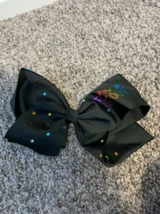 Jo Jo Siwa Large 8" Bow Black "dance it out" w/ sequins - Picture 1 of 2