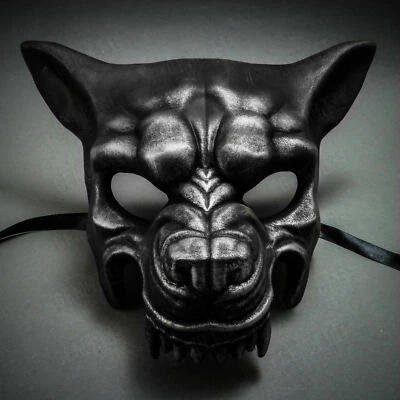 Wolf with Teeth Masquerade Mask - Black Silver - Image 1 of 3