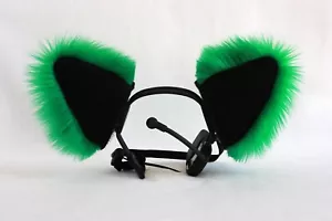 ORECCHIO gatto gattino peloso verde e nero lupo NECOMIMI COVER SOLO anime cosplay - Foto 1 di 2