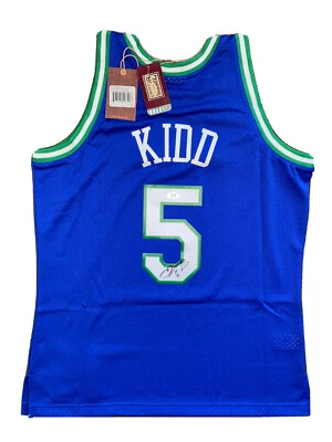 JASON KIDD SIGNED AUTO DALLAS MAVERICKS MITCHELL & NESS SWINGMAN JERSEY COA PSA - Image 1 of 4