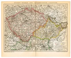 CZECHIA SILESIA Original Map 1905 Map of BOHEMIA dated Česká republika Praha - Picture 1 of 8