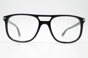 Persol GRETA 3329-V Black Silver Oval Eyeglass Frame New - Picture 1 of 6