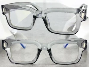 Men's Classic Vintage Retro Style Computer EYE GLASSES Thick Square Gray Frame - Picture 1 of 7