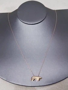 Vail Mama Bear Enclosed Bottom 14K Yellow W/ 1mm Chain Necklace 40" - 6.8G - Picture 1 of 11