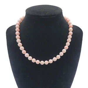 Pink Opal Collar Necklace Gold Vermeil Slide Lock  Hand-Knotted 15 ins. WO0692 - Picture 1 of 4