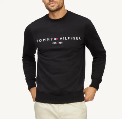 Tommy Hilfiger Logo Crew Neck Jumper Sweatshirt Black - image 1 of 4