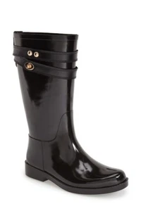 BOTAS DE LLUVIA COACH TARA ALTAS DORADAS CON LOGOTIPO DE BLOQUEO GIRATORIO DE GOMA A00195 US 10 I LOVE SHOES - Imagen 1 de 1