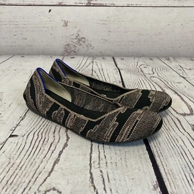 Rothys Ballet Pisos Mujer 10 Negro Dorado Brillo Punta Redonda Cómodo Clásico Foto 1 de 4