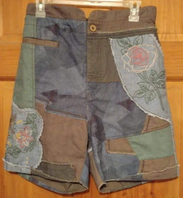 Pantalones Cortos Free People Talla XS Mujer Azul Horizon Parcheado Floral Bordado Encaje Foto 1 de 4