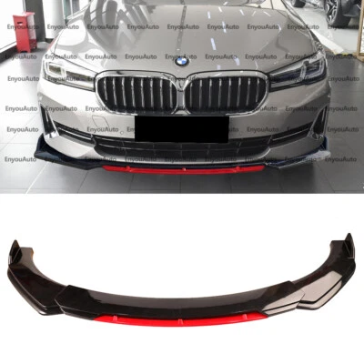 For BMW 525i 530i 535i 540i Series Front Bumper Lip Spoiler Splitter Black Red - Image 1 of 4