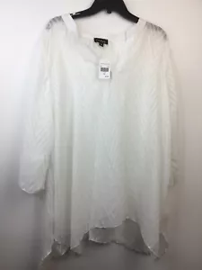 Cal Style Woman's White 3/4 Sleeve Sheer 3XL Tunic - Picture 1 of 7
