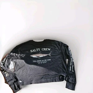 Salty Crew Bruce Women's Cropped LS T-Shirt Black NWDF SNAG Sleeve Hits - Picture 1 of 16
