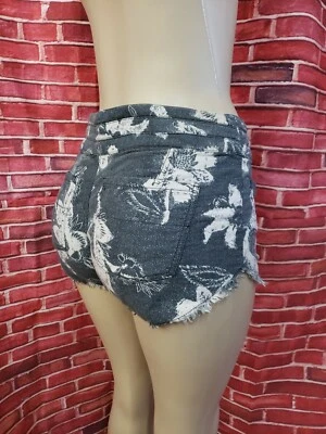 Free People Boho Verano Gris Floral Mujer Talla 2 Pantalones Cortos, Botones a Presión... Foto 1 de 4