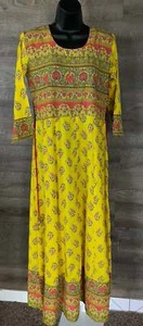 Pure Soft Cotton Long Anarkali Kurti with Tassels - Picture 1 of 4