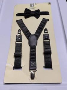 Gymboree Velour Bow Tie & Suspenders Set Toddler Boys Size 2T Gray  Formal - Picture 1 of 5