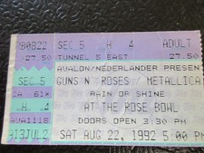Guns N Roses Metallica 8/3/1992 Rose Bowl ticket stub Motorhead